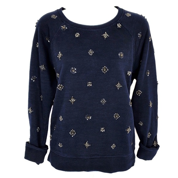 J. Crew Sweaters - J CREW BLACK LABEL | Beaded Star Pullover Medium